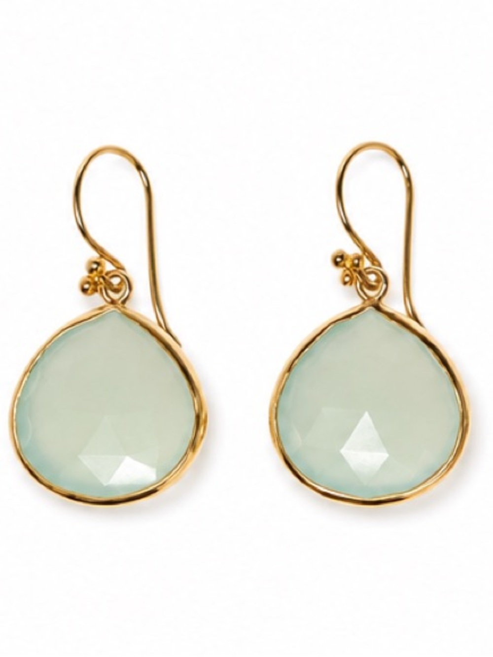 NEW - Genuine Light Green Adventurine Faceted Teardrop Earring I Gold Filled